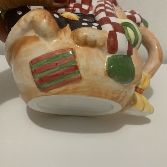 Vintage SNOWMAN Royal Seasons Teapot Red&White Checkered Scarf Red RobinBird - Picture 5 of 13